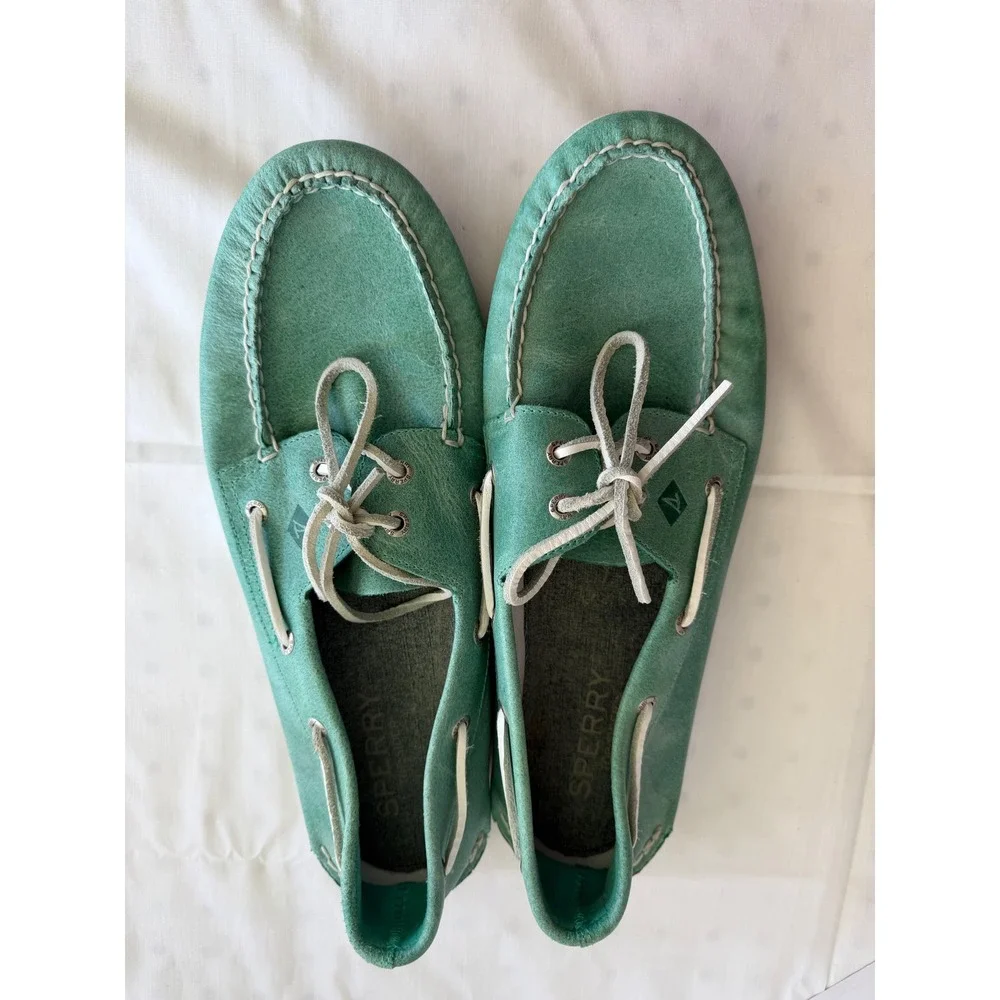 Sperry Top Sider Men's Green Leather Shoes Lace Up‎ Size 13